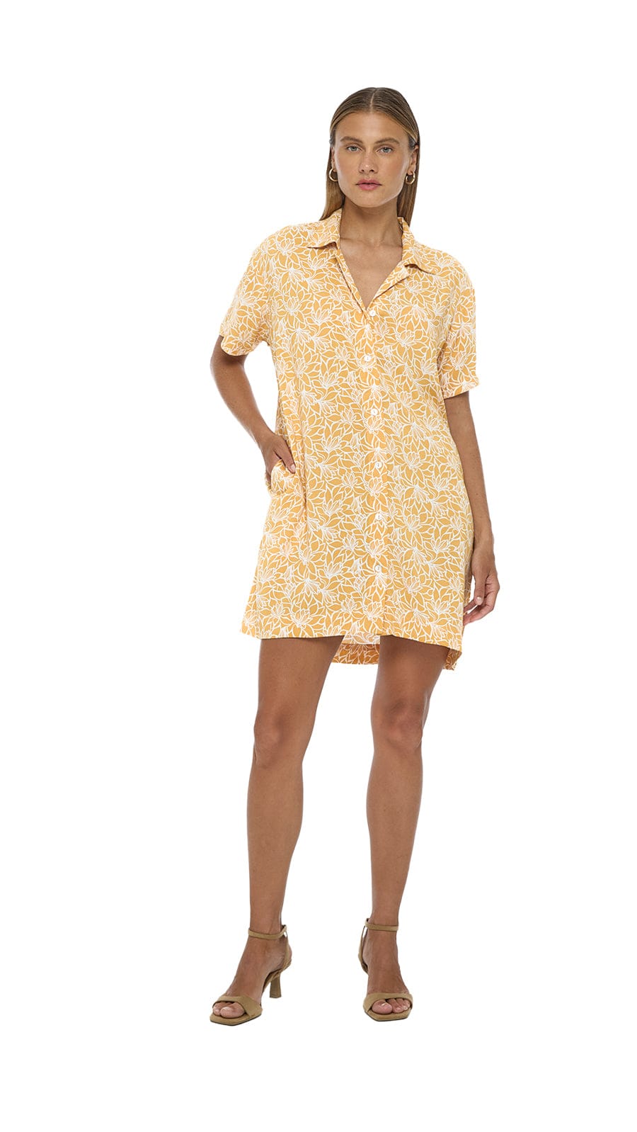khushclothing TOPS Button Down Mini Shirt Dress Azuris - Lysoria Yellow