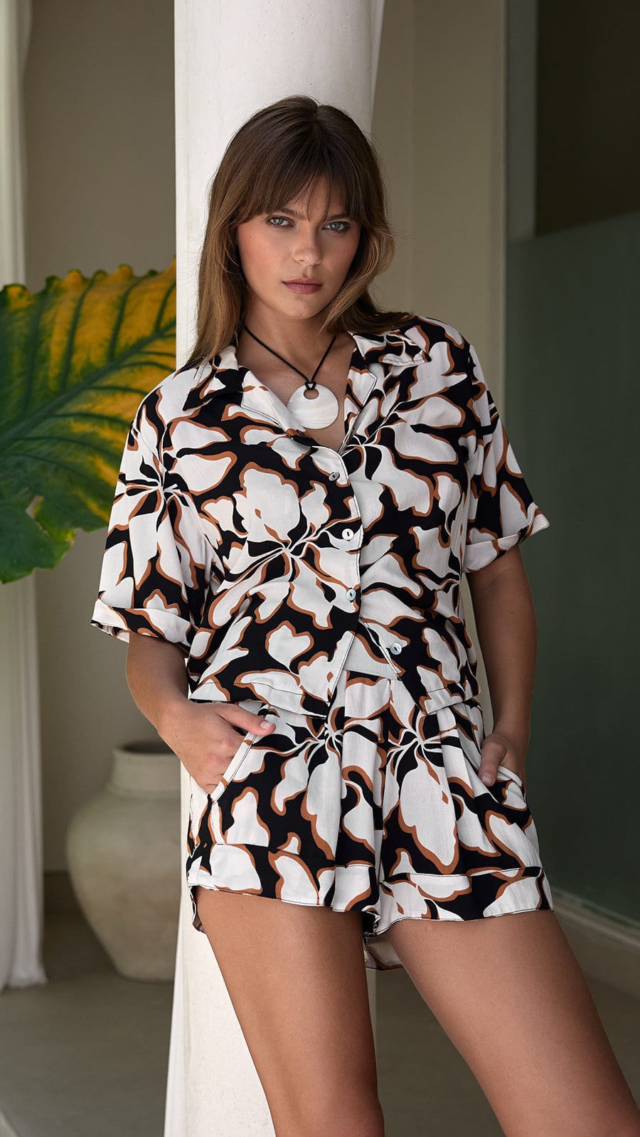 khushclothing TOPS Button Down Shirt Calla - Bloomtide Black