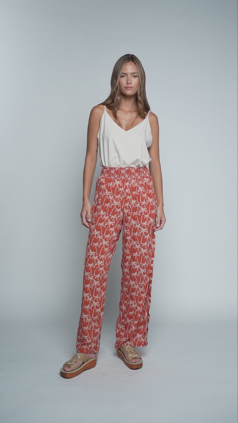 Blooming Mahana Pants - Palm Orange Rust