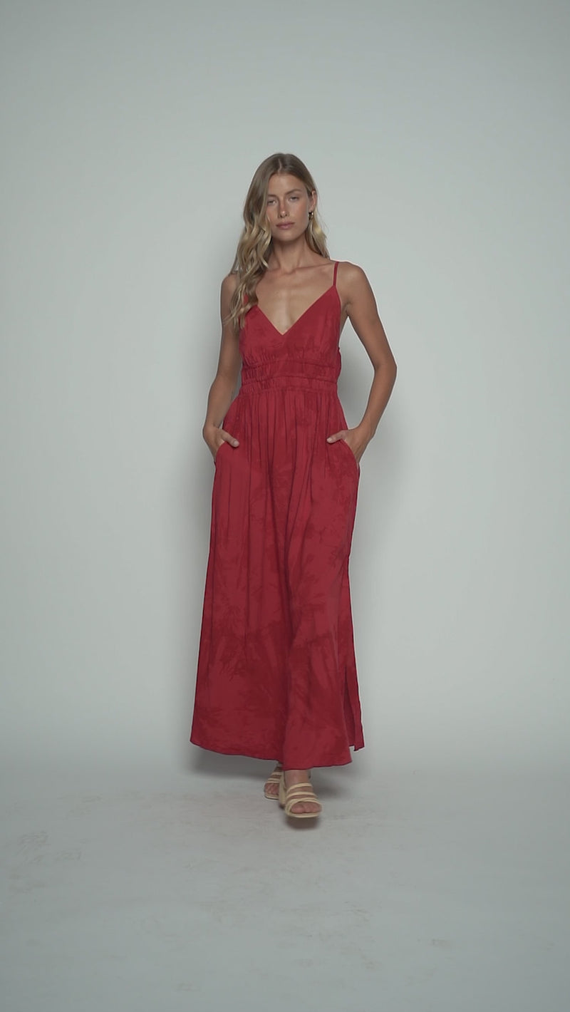 Shine Bright Manihi Maxi Dress - Murky Scarlet