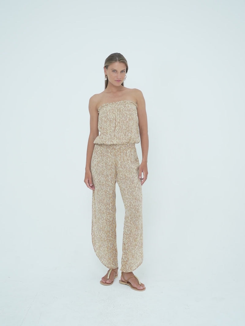 Off the Shoulder Seychelle Jumpsuit - Woodsy Stone