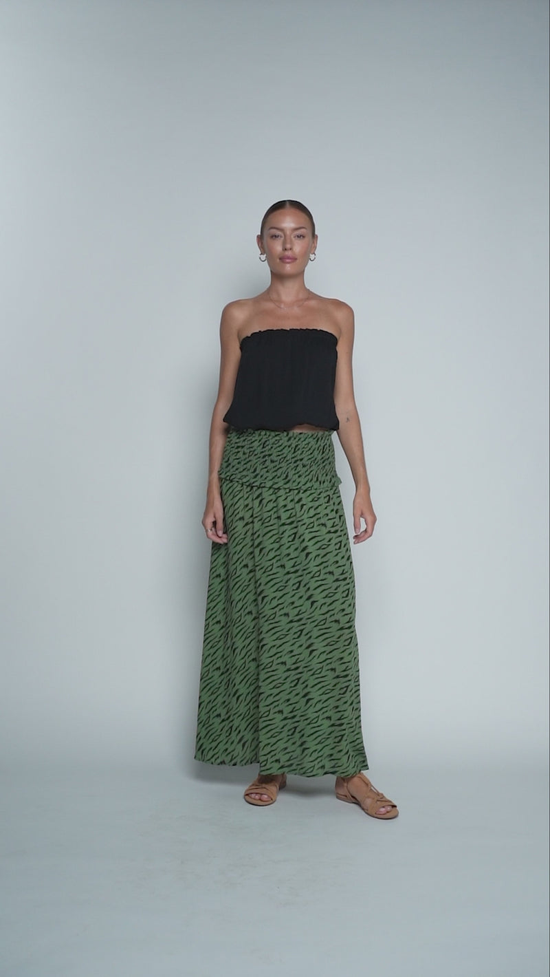 Wide Waistband Skirt Agata - Jungle Watercress