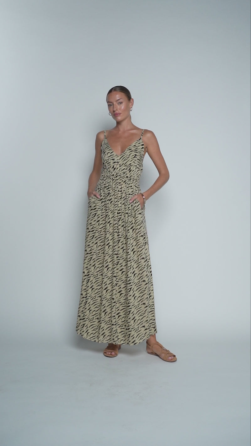 Shine Bright Manihi Maxi Dress - Jungle Beige