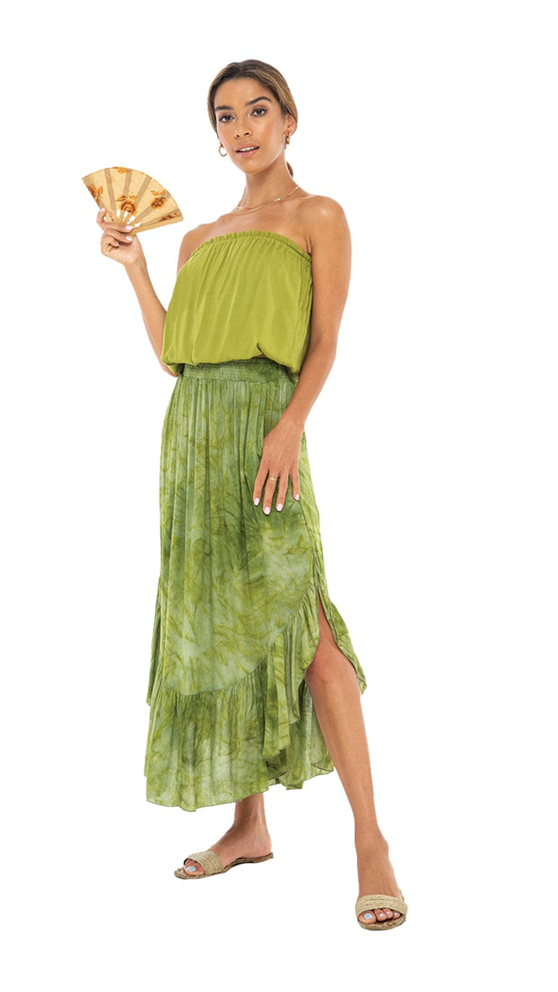 khushclothing Amor Amare Midi Skirt - Citrus Lime Green