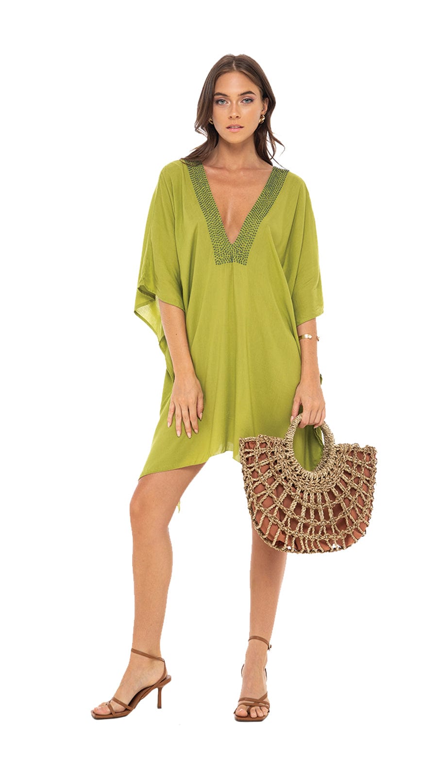 khushclothing CAFTAN Caftan Mini Dress Sunkiss - Lime Green