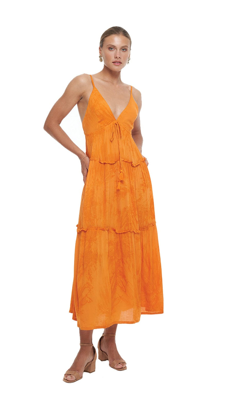 khushclothing DRESSES Sunray Yuna Midi Dress - Murky Tangerine